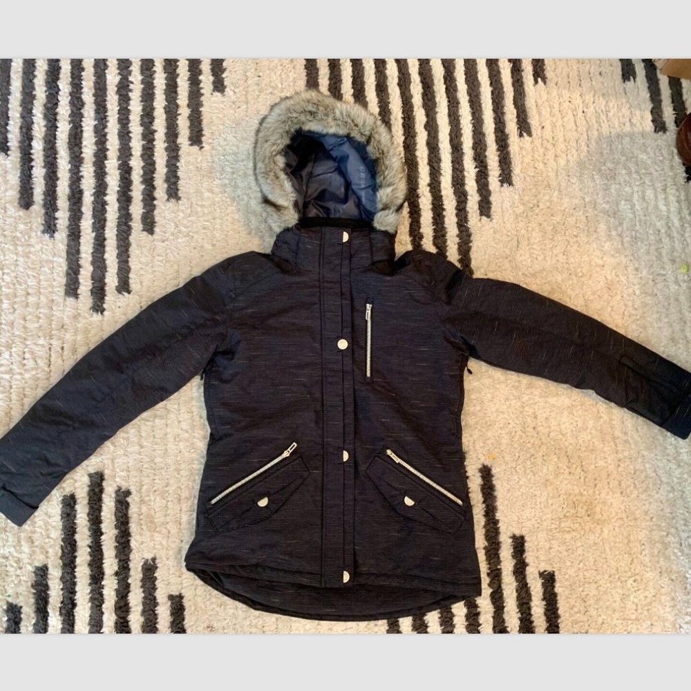 BODY GLOVE Women's Faux Fur Hooded Snow Jacket Snowboard/Ski Sz M Navy Blue NWOT